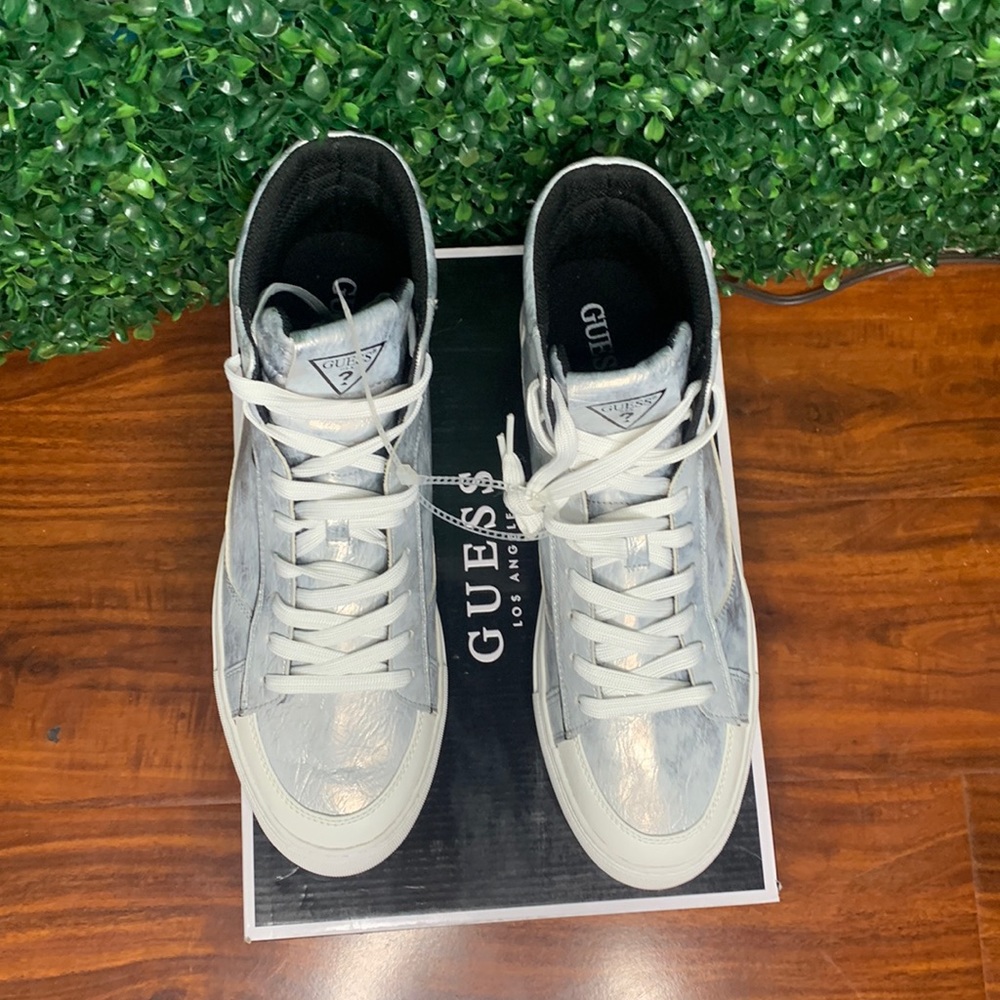 COPY - Men’s White Bayker Textured High-Top Platform Sneakers | GUESS Size: 11 …
